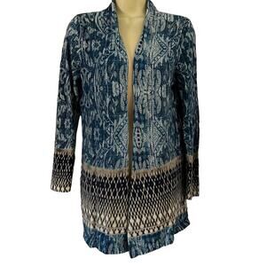 Chico’s Blue Print Lightweight Knit Cardigan Sweater